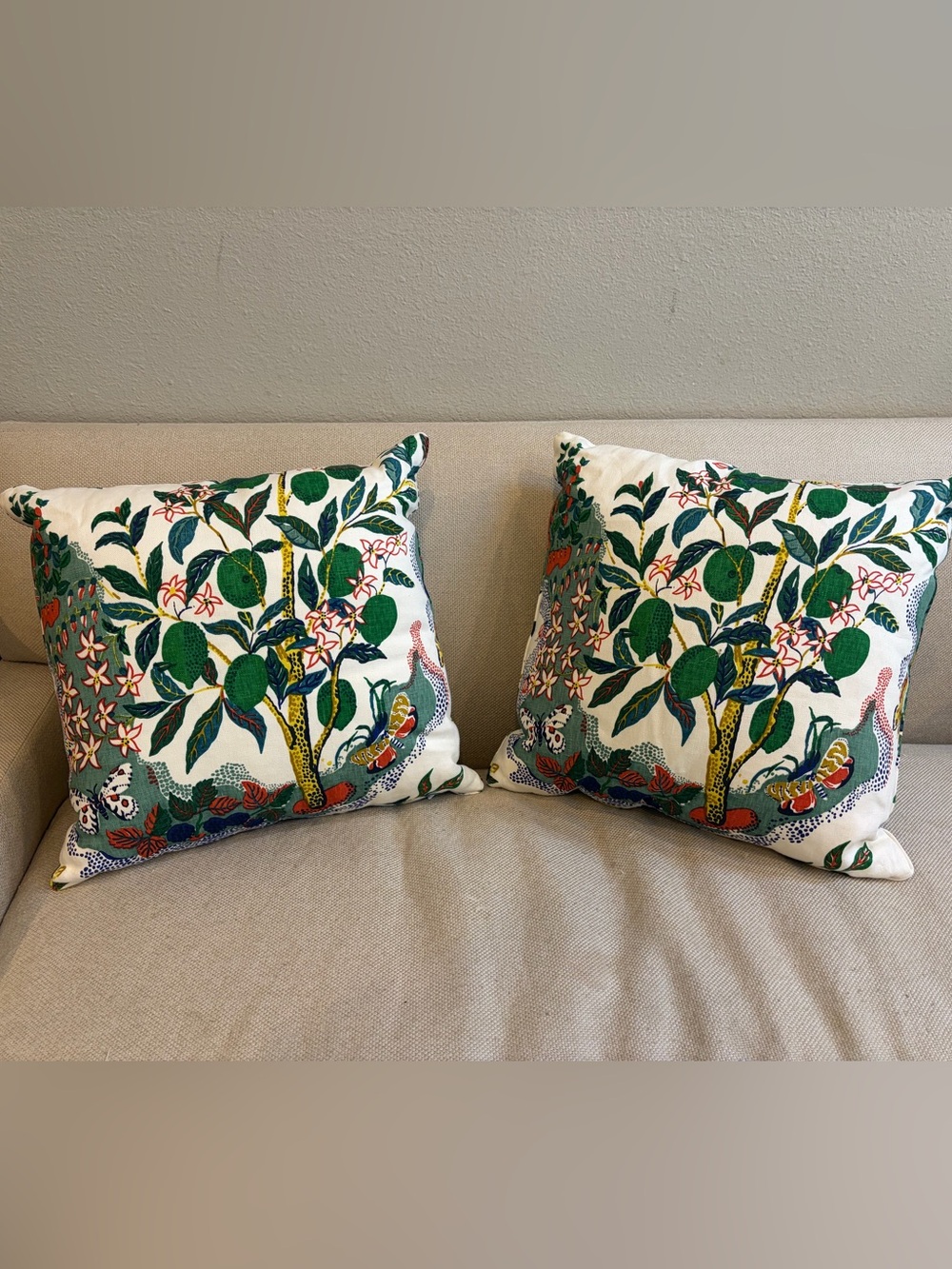 Pair of Schumacher Citrus Garden Pillows